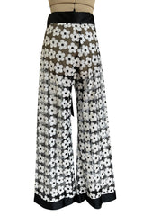 Spring 2015 Chanel by Karl Lagerfeld Black Net & White Sequin Flower Pant & Top Set