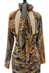 Ad Campaign Fall 2005 Versace by Donatella Versace Runway Silk Chiffon Backless Halter Dress