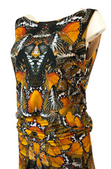 Recent Alexander McQueen Butterfly Print Back Draped Jersey Dress