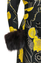 Important Fall 1970 Oscar de la Renta Ad Campaign Silk Brocade Dress