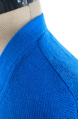 Documented Fall 1977 Halston Cashmere Sky Blue Dress w Extra Long Attached Wrap Ties