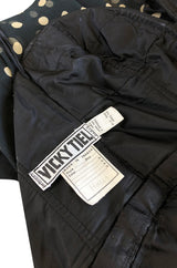 1980s Vicky Tiel Backless Dotted Silk Chiffon Fitted Mini Dress