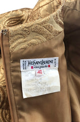 Fall 1991 Yves Saint Laurent Documented Gold Brocade Shift Dress