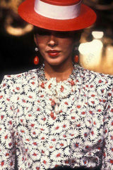 c1982-1987 Yves Saint Laurent Glossy Black Couture Boater Hat