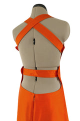 Incredible Spring 1970 Andre Courreges Cross Strap Backless Bright Sculpted Orange Dress