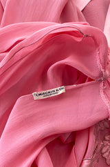 1930s Pink Silk Hand Applique Detailed Boudoir Negligee Lingerie Dress