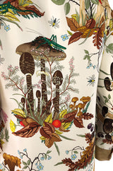 1970s Gucci Ad Campaign Flora Fauna Screen Printed Silk Shift Dress