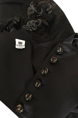 c.1988 Emanuel Ungaro Black Sequin Lace & Silk Satin Dress