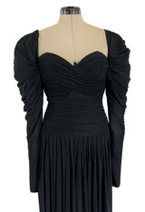 Spectacular 1970s Lanvin by Jules-Francois Crahay Off or On the Shoulder Draped Jersey Dress