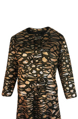 1960s Nina Ricci Metallic Gold Silver Silk Brocade Dress & Jacket Suit Set