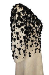 1960s Guy Laroche Haute Couture Embellished Beadwork Ivory Silk Dress