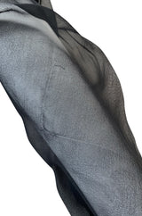 1970s George Stavropoulous Couture Black Silk Chiffon Caped Shoulder Dress