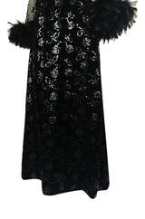 Documented Fall 1970 Oscar de la Renta Ostrich Feather & Sequin Silk Dress