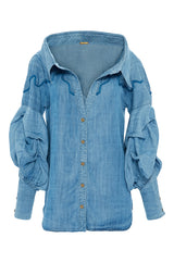 F/W 2016 Johanna Ortiz 'Maxmiliana' Off Shoulder Denim Top