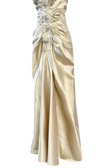 Dreamy Fall 2007 Christian Dior by John Galliano Champagne Silk Dress w Crystal Beading Detail