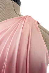 Prettiest 1978 Halston Pale Pink Pastel Nylon Jersey One Shoulder Draped Dress