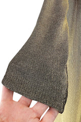 Fantastic 1970s Halston Metallic Gold Lame Lurex Full Length Caftan Dress w Notched Neckline