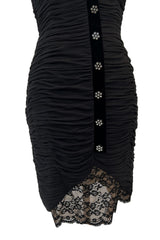 Fall 1988 Oscar de la Renta Miss O Gathered Dress w Incredible Back Button Finish