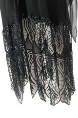 1970s Balestra Roma Alta Moda Haute Couture Silk Chiffon & Fused Glitter Dress