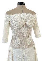 Incredible 2012 Alexander McQueen Ivory Lace Corseted Wedding Dress w High Front and Trained Back
