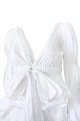 Spring 2006 Roberto Cavalli White Cotton Plunging Mini Dress