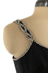 1960s Christian Dior Numbered Demi-Couture Dress w Glittering Crystal Rhinestone Straps