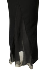 1990s Gianfranco Ferre Transparent Back w Bead Detailing Black Dress