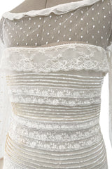 Prettiest 2012 Valentino Tiered Ivory Lace Net Dress w Tiny Sequin & Bead Detailing