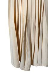 1960s Unlabeled Norman Norell Creamy Ivory Silk Knife Pleat Dress
