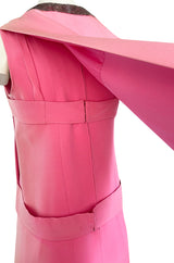 Documented 1969 Pierre Cardin Couture Pink Silk Crepe Diamond Beaded Dress w Overlay