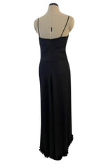 Gorgeous Fall 2003 Chanel by Karl Lagerfeld Black Silk Chiffon Dress Set w Fur Trim