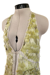 Spring 2003 Gucci by Tom Ford Rare Runway Look 27 Plunge Front Feather Mini Dress