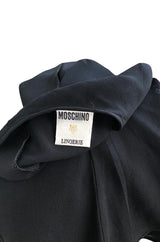 1990s Moschino Love Me Baby Red Heart on Black Net Lingerie Dress