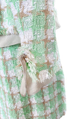2004 Chanel Cruise Documented Mint Green Boucle & Silk Chiffon Suit