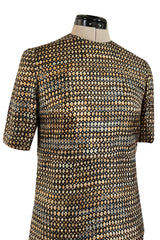 Elegant 1960s Madame Gres Haute Couture Printed & Tiered Silk Day Dress