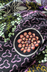 1960s Valentina Beaded & Sequin Elaborate Printed Felt Jersey Maxi Skirt