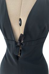 Stupendous Spring 2008 Valentino Original Runway Black Front & Back Plunge Bow Dress