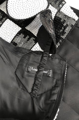 1980s Louis Feraud Graphic Dot & Block Sequin Bubble Skirt Dress