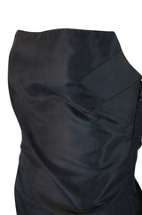 Minimalist 1990s Richard Tyler Couture Strapless Black Silk Dress