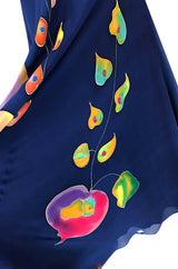 c.1972 Unlabeled Karl Lagerfeld Chloe Hand Painted Halter Dress & Scarf