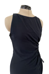 Incredible Spring 2004 Valentino Deep Blue Bias Cut Dress w Open Side Laced Cut Out
