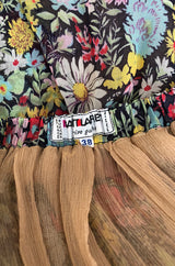 Documented 1975 Yves Saint Laurent Floral Print Off Shoulder Dress