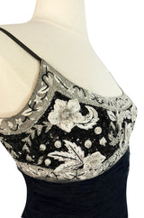 1980s Bellville Sassoon Appliqued Bodice & Princess Skirted Tulle Dress