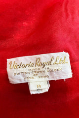 Prettiest 1980s Victoria Royal Faux Pearl & Silver Tube Bead Red Jacket
