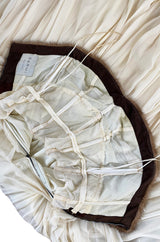 Documented 1963-64 Sarmi Ivory Silk Chiffon Dress w Strapless Natural Mink Bodice & Chocolate Silk Bow