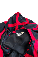 1950s Suzy Perette Black & Red Diamond Pattern Full Skirt Dress