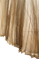 c.1954 Jeanne Lanvin Castillo Haute Couture Emerald & Gold Organza Dress