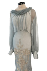 Important Fall 2009 John Galliano “Beautifully Iced Maidens” Beaded Net Pale Blue Grey Dress