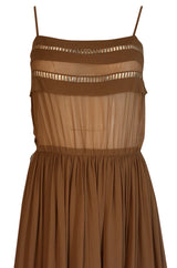 Spring 1978 Unlabeled Christian Dior Haute Couture Silk Dress w Floral Belt