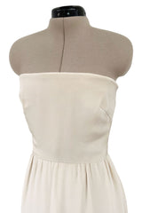 Mid 1950s to Early 1960s Christian Dior Demi-Couture Ivory Silk Strapless Dress & Stole